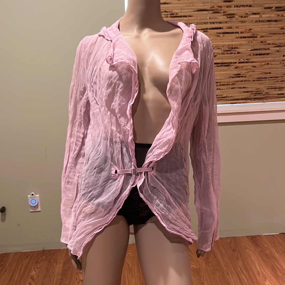 Stills Pink Sheer Crinkle Layering Blouse In Netted Material Size Eu 40